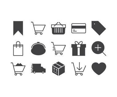 E-ticaret, finans ve iş için ince mobil simgeler kümesi