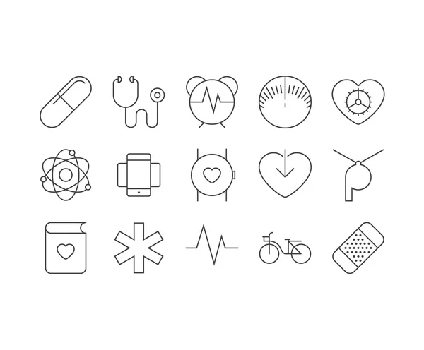 Akıllı sağlık için ince mobil simgeler kümesi