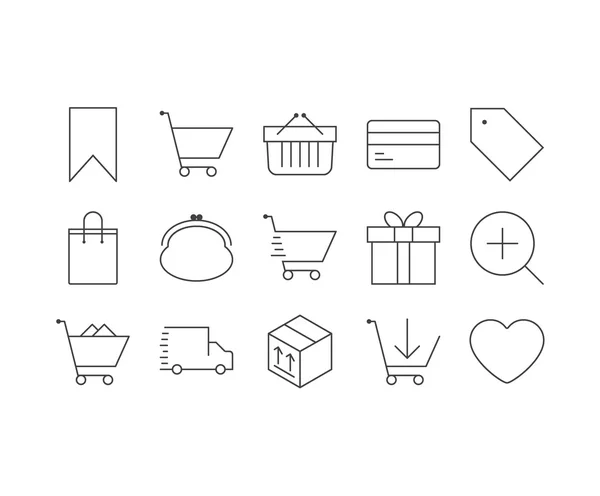 E-ticaret, finans ve iş için ince mobil simgeler kümesi