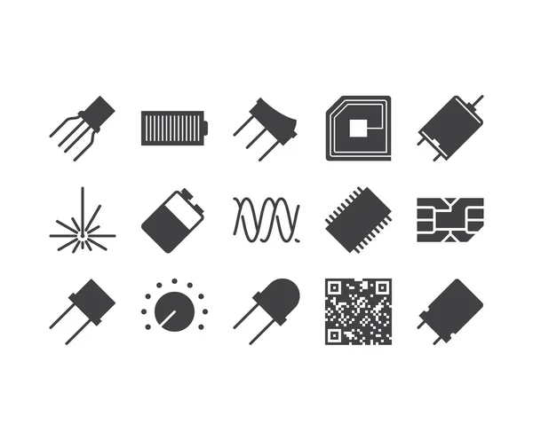 Conjunto de iconos móviles delgados para diagrama de circuito, placa electrónica a — Archivo Imágenes Vectoriales