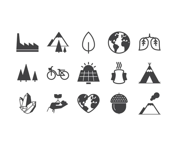 Set of thin mobile icons ecology metaphors, nature and environme Royalty Free Stock Vectors