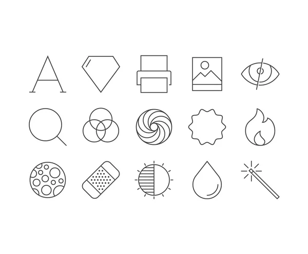 Set of thin mobile icons for image applications Vector Graphics