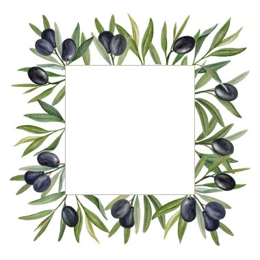 Siyah zeytin suluboya kare çerçeve