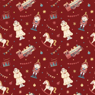 Elle çizilmiş Noel suluboya deseni