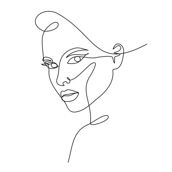 Mode lineart portrait de jeune belle femme — Image vectorielle