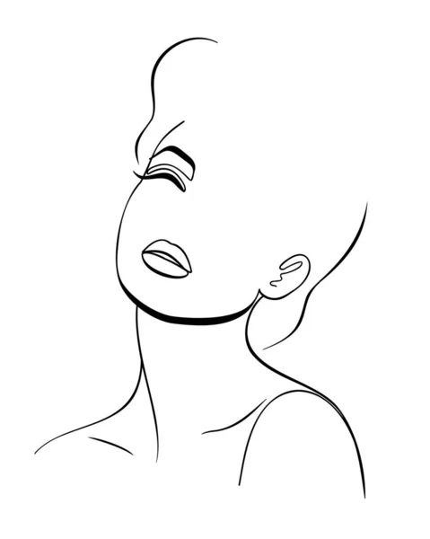 Moda lineart retrato de jovem bela mulher — Vetor de Stock