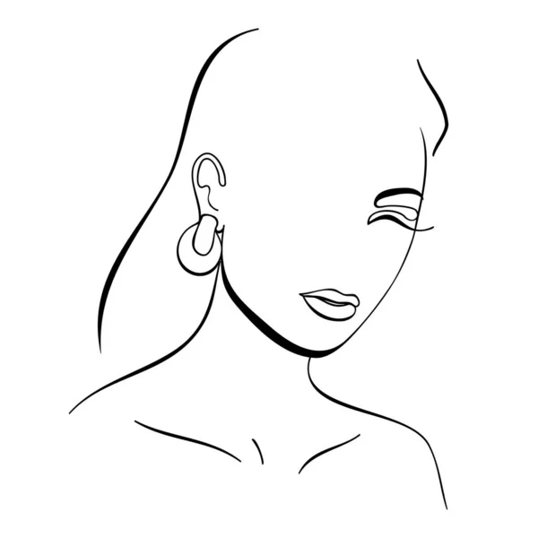 Fashion lineart portrait of young beautiful woman — Stock Vector