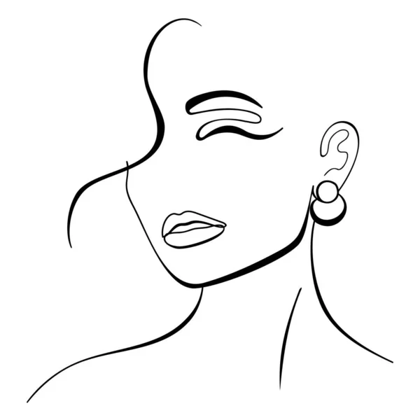 Fashion lineart portrait of young beautiful woman — Stock Vector