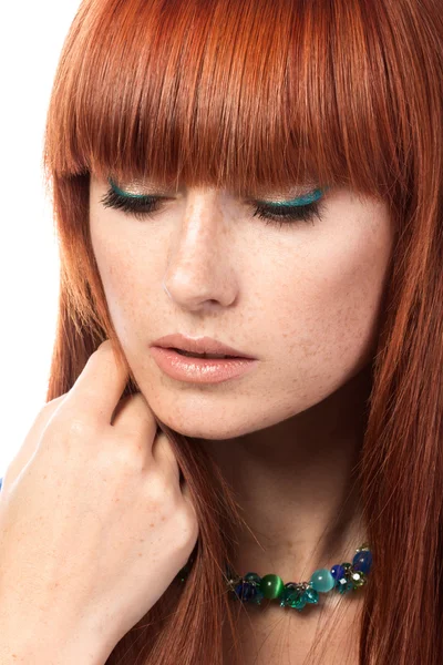 Portrait of young beautiful ginger woman — Stock Photo, Image