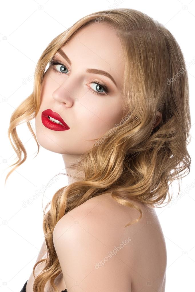 Portrait of young beautiful blonde woman