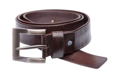 beyaz izole kahverengi erkek deri kemer