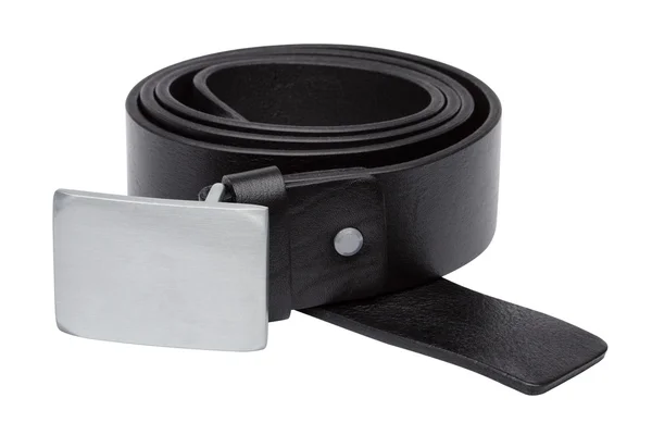 Ceinture homme en cuir noir isolé sur blanc — Photo