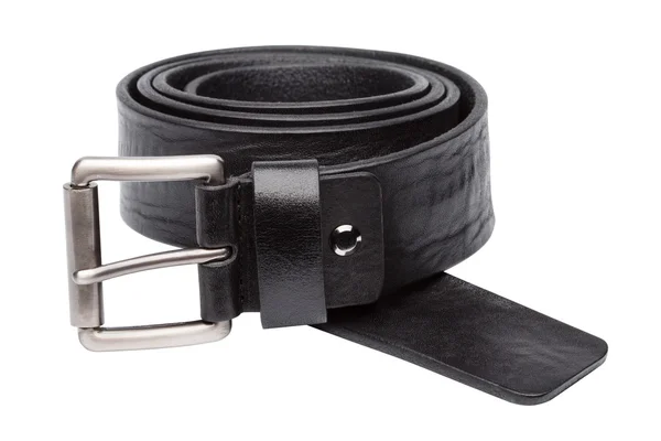 Black men leather belt isolated on white — Stock Photo, Image