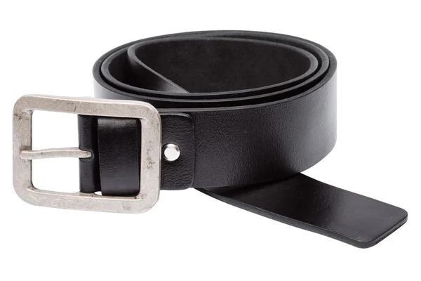 Ceinture homme en cuir noir isolé sur blanc — Photo