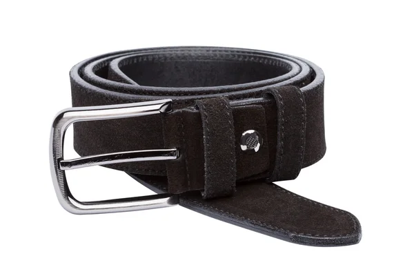 Black men leather belt isolated on white — Stock Photo, Image