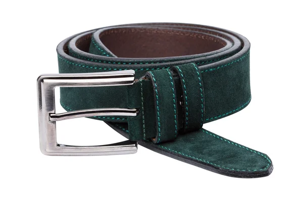 Green men leather belt isolated on white — Stock Photo, Image