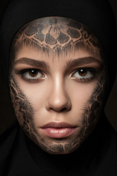 Молодая красивая монахиня с лицом
