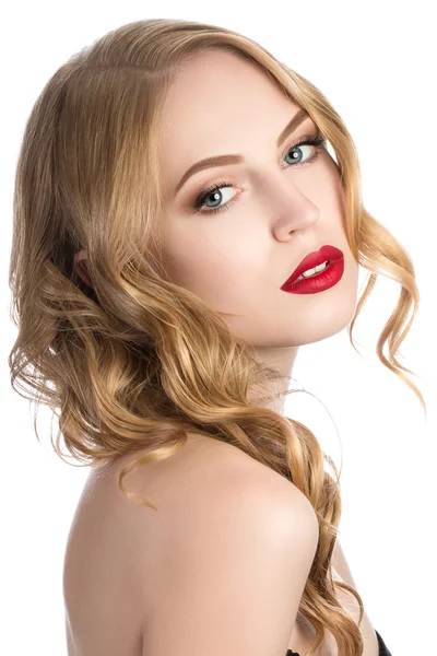 Portrait of young beautiful blonde woman — Stock Photo, Image