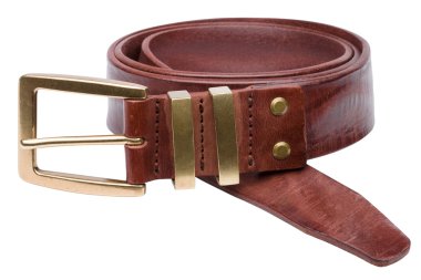 beyaz izole kahverengi erkek deri kemer