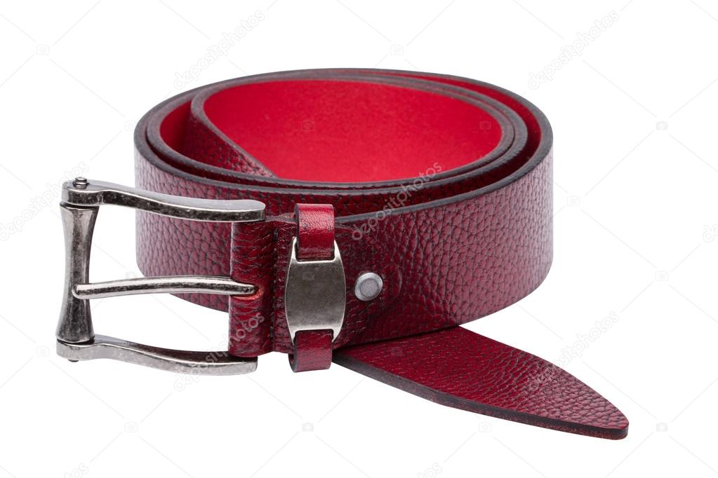 Crimson men leather belt isolated on white