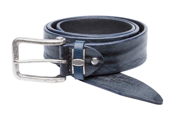 Blue men leather belt isolated on white — Stock Photo, Image