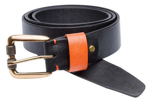 Cinturón de cuero negro aislado sobre fondo blanco —  Fotos de Stock