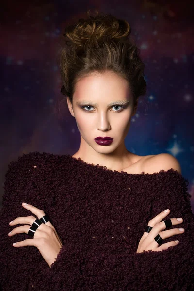 Woman with futuristic make-up — Stock Photo, Image