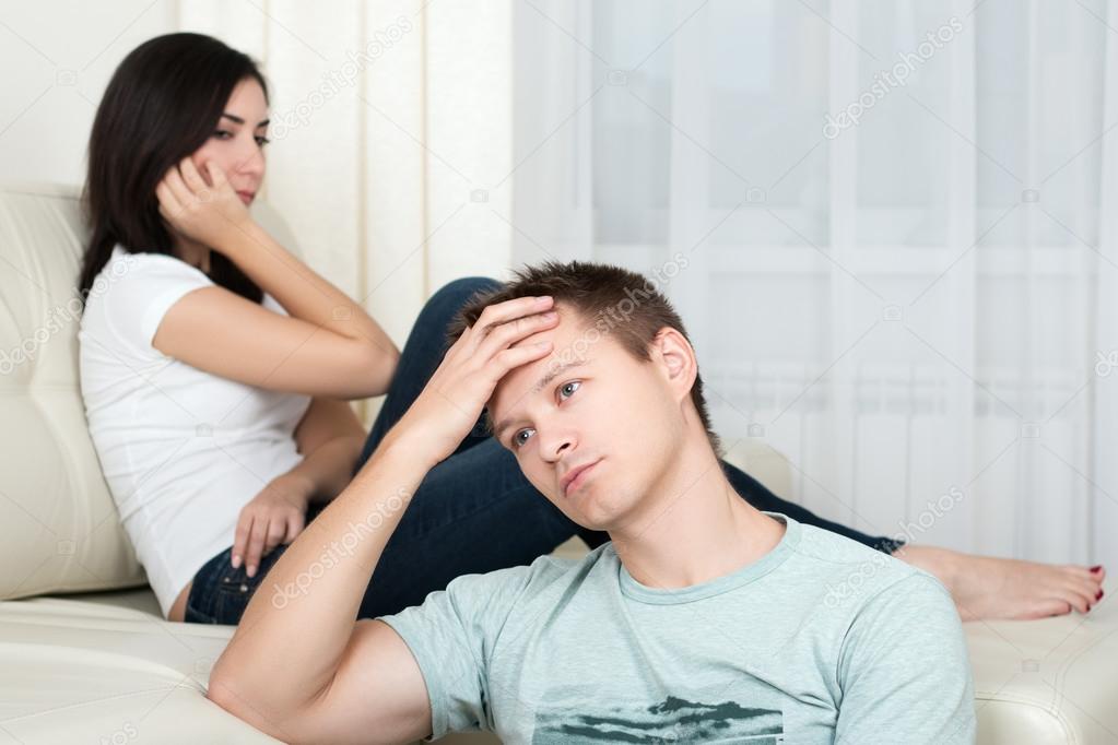Portrait of unhappy couple having problems