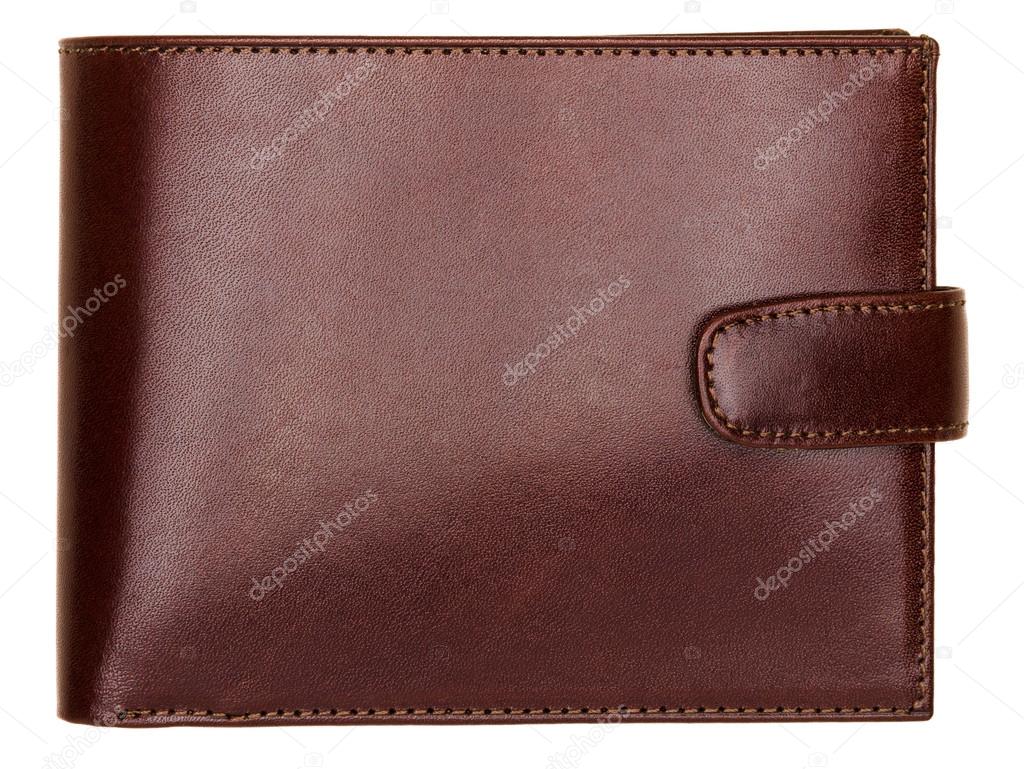 Terracotta natural leather wallet isolated on white background