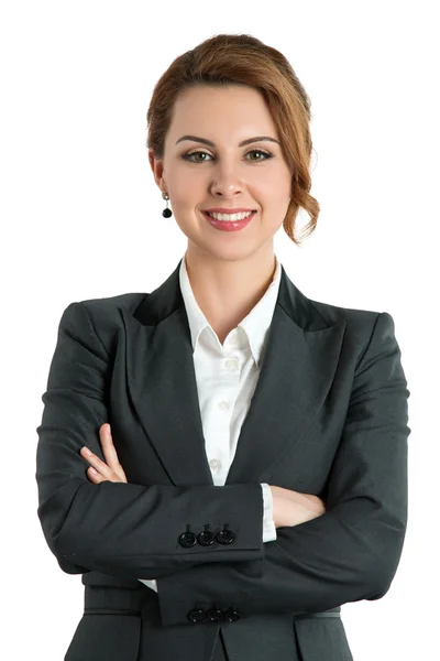 Smiling business woman with folded hands Stock Image