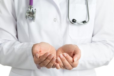 Kadın tıp doktor eller Close-Up