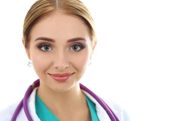아름 다운 미소 여성 의학 의사의 초상화 — 스톡 사진