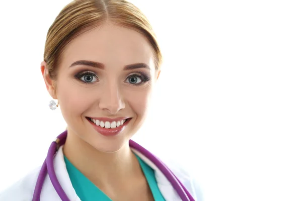아름 다운 미소 여성 의학 의사의 초상화 — 스톡 사진