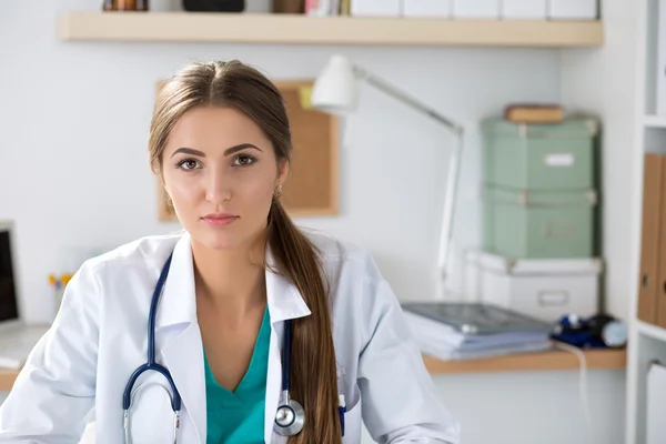 Close-up portrait of young serious medicine doctor — Stock Photo, Image