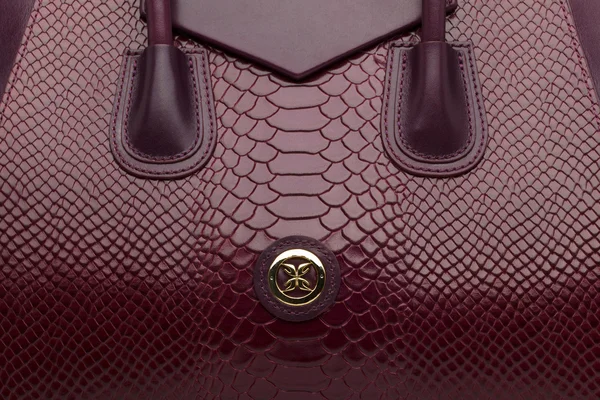 Brown natural leather female bag closeup — Stock Photo, Image