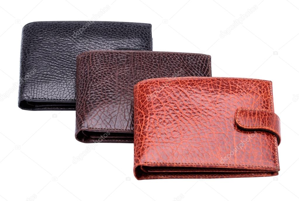 Set of three men wallets colseup