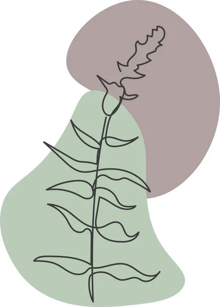 Een plant in een vector getekend door één doorlopende lijn. — Stockvector