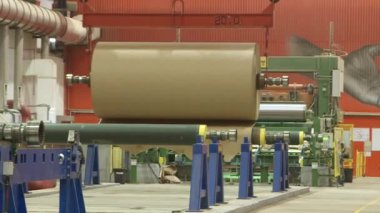Şahin. Rusya-Ekim 2020: karton ve kağıt fabrikası. Kağıt materyallerin işlenmesi.