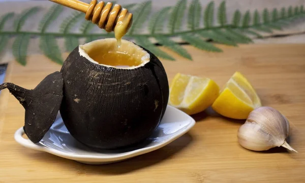 Black radish with honey.Natural honey cough syrup .