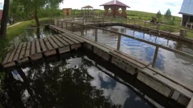 Sazan yetiştirmek için balıkçılık çiftliği.