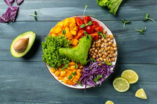 Concepto Comida Vegetariana Saludable Vegano Plato Desintoxicación Buddha Bowl Con —  Fotos de Stock