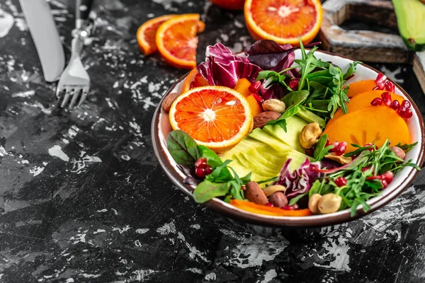 Salada Vegetariana Conceito Alimentação Saudável Limpo Tigela Buda Com Abacate — Fotografia de Stock