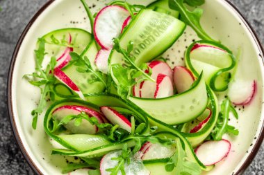 Sağlıklı vejetaryen yemek kasesi. Diyet detoks gıda konsepti. Yemek tarifi geçmişi. Kapat..