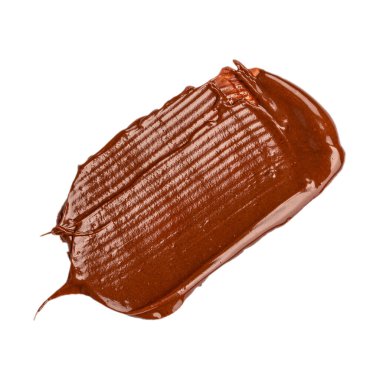 Kalın parlak çikolata, görünür doku çizgileriyle kaplı, dinamik bir darbeyle izole edilmiş, arka planda izole edilmiş.