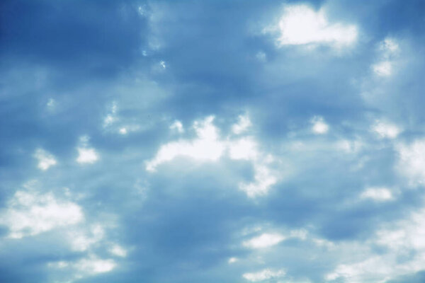 Beautiful airy sky with juicy young blue clouds