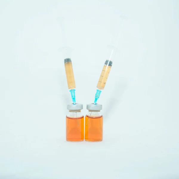 Medical Vaccine Coronavirus Close Covid Vaccination Injections Syringes Medical Masks — Stock Photo, Image