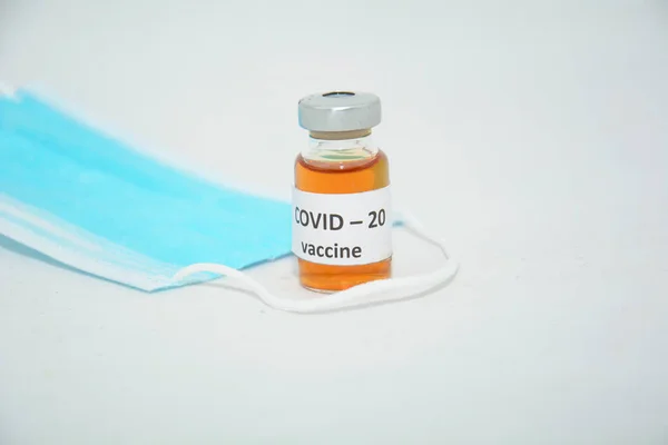 Medical Vaccine Coronavirus Close Covid Vaccination Injections Syringes Medical Masks — Stock Photo, Image