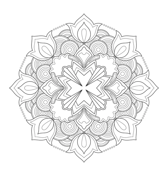 Mandala illustration for adult coloring — Stock Vector