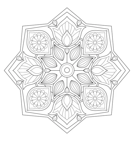 Mandala illustration for adult coloring — Stock Vector