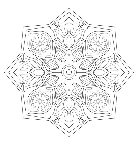 Mandala Illustration für Erwachsene Färbung — Stockvektor